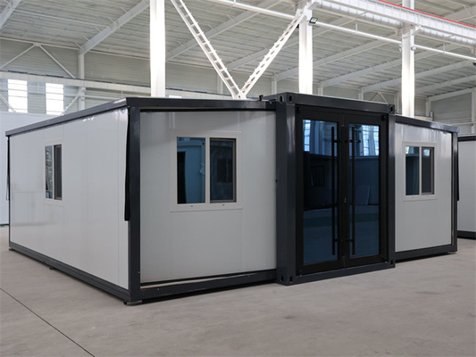 Mobiele opvouwbare uitbreidbare containerhuis Dubbele vleugel geprefabriceerd modulair veelzijdig